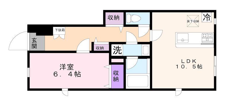 シーズンステージ喜多見A棟(1LDK/1階)の間取り写真