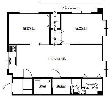 スカイハイツはまIII(2LDK/2階)の間取り写真