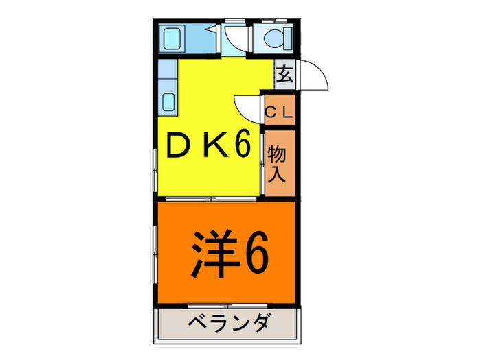 シャルムマンペイII(1DK/2階)の間取り写真