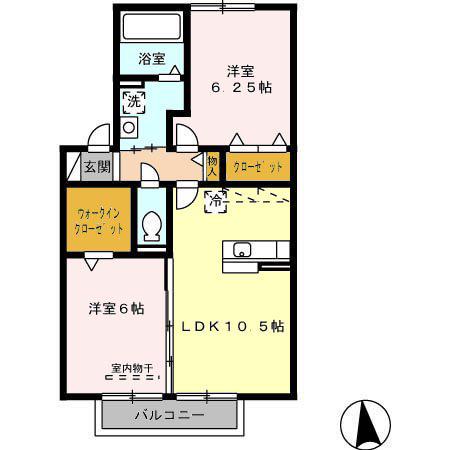ベルコート(2LDK/2階)の間取り写真