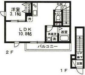 TOSHO ウエスト 幕張(1LDK/2階)の間取り写真
