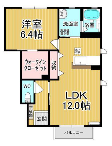ボヌールA棟(1LDK/1階)の間取り写真