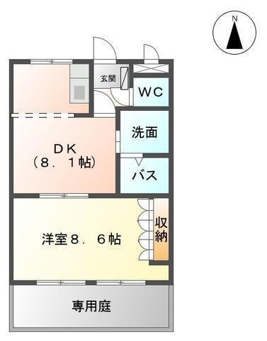 サニースポット(1DK/1階)の間取り写真