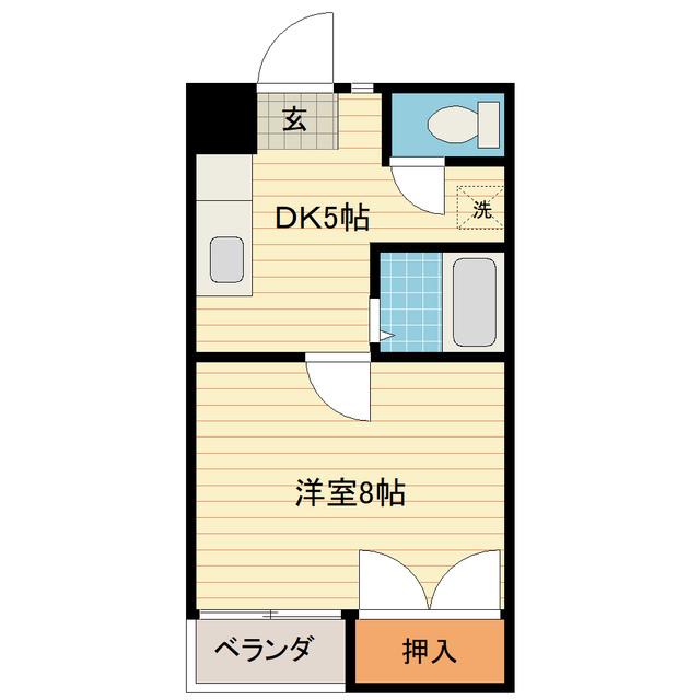 ハッピネス(1DK/1階)の間取り写真