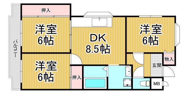 瑞ヶ丘ハイツ(3DK/2階)の間取り写真