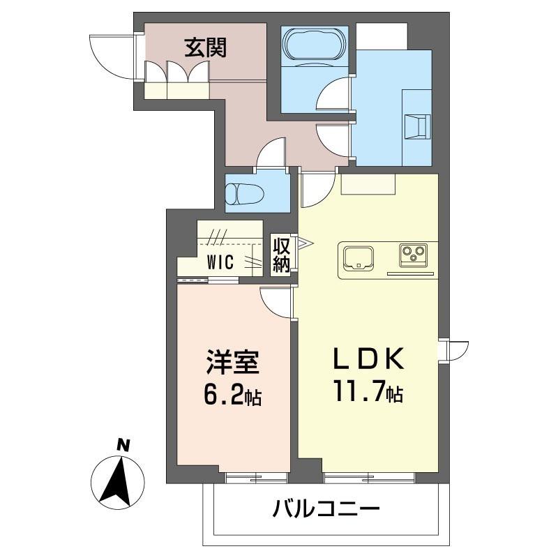 ラフィネ東川口(1LDK/2階)の間取り写真