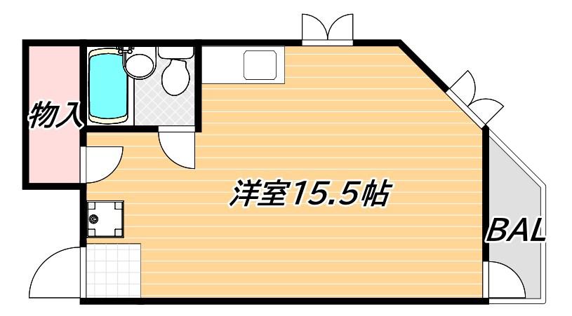 ハイツ待夢(ワンルーム/2階)の間取り写真
