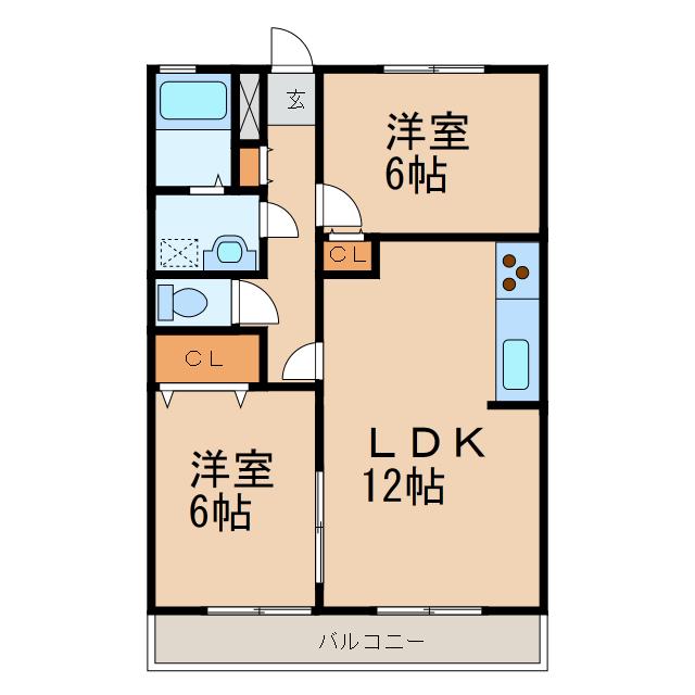 スターハイツ(2LDK/2階)の間取り写真