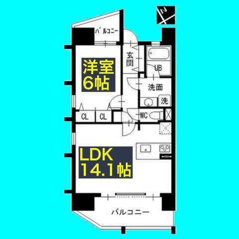 上前津ライズ(1LDK/12階)の間取り写真