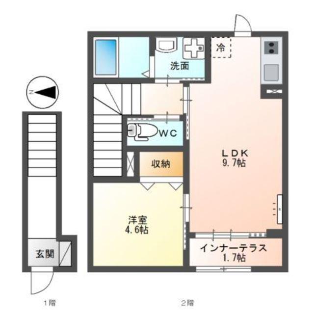 生野区巽西3丁目アパート工事(1LDK/2階)の間取り写真