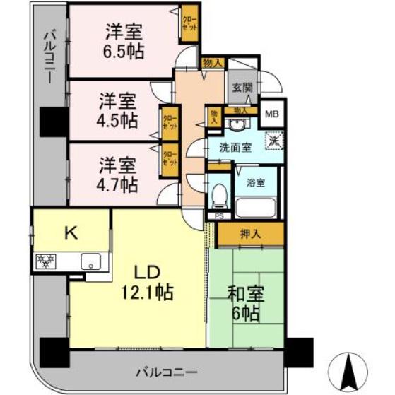 ネオハイツ清明町弐番館(4LDK/12階)の間取り写真