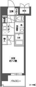 CASSIA高井田 サウス COURT(1K/7階)の間取り写真