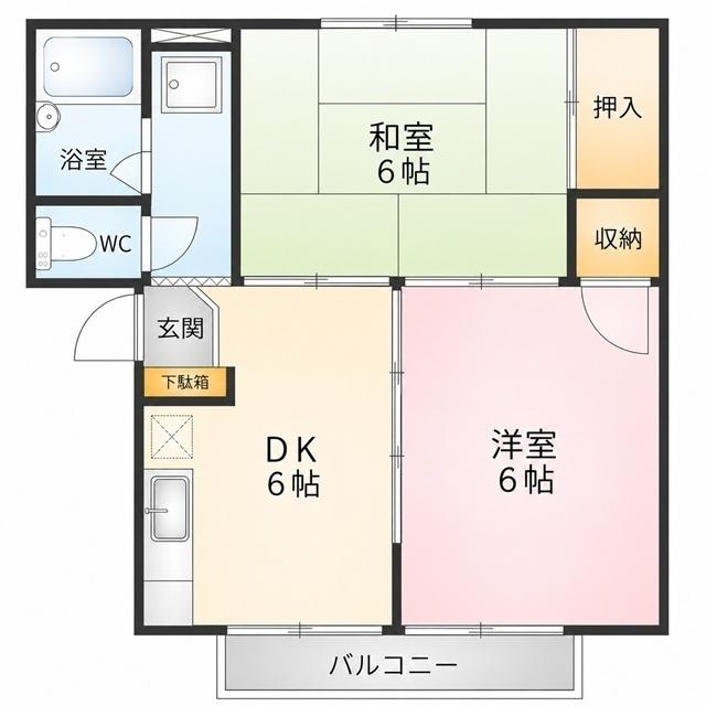 メゾンラメール(2DK/2階)の間取り写真