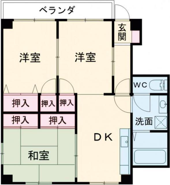 オーエイビル(2LDK/4階)の間取り写真
