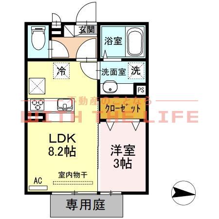 アモリール津福(1LDK/2階)の間取り写真