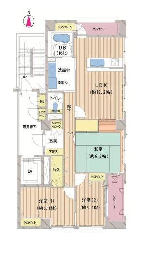 リベール表町(3LDK/4階)の間取り写真