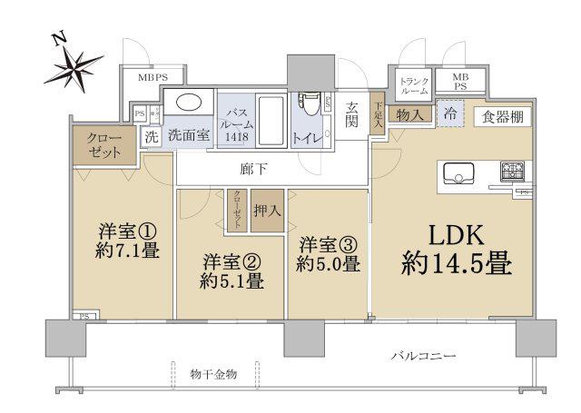 クリオ白石駅前(3LDK/2階)の間取り写真