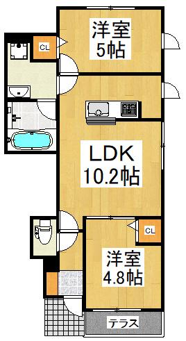 メゾン・ド・ジョア(2LDK/1階)の間取り写真
