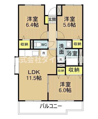 ラフィーネK(3LDK/3階)の間取り写真