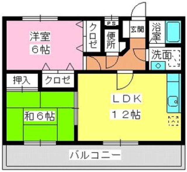 アーバン宮の杜(2LDK/2階)の間取り写真