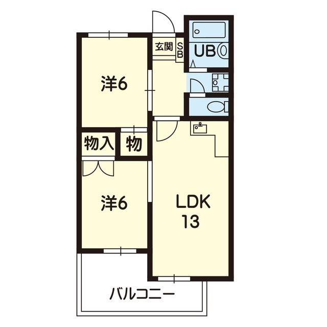 グリーンヒル武蔵(2LDK/4階)の間取り写真