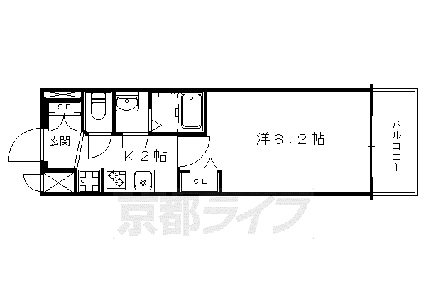 ベラジオ京都一乗寺II(1K/4階)の間取り写真