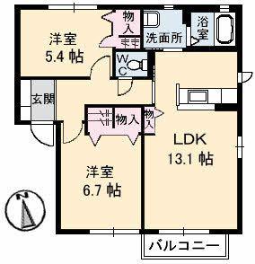 ハピネス A棟(2LDK/1階)の間取り写真