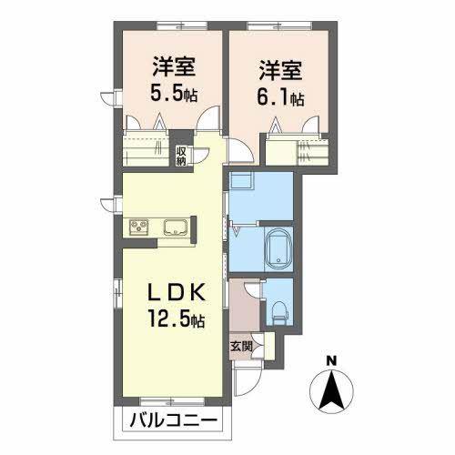 サンライズ大森A(2LDK/1階)の間取り写真