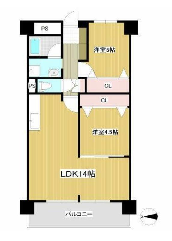コンヤスビル(2LDK/7階)の間取り写真
