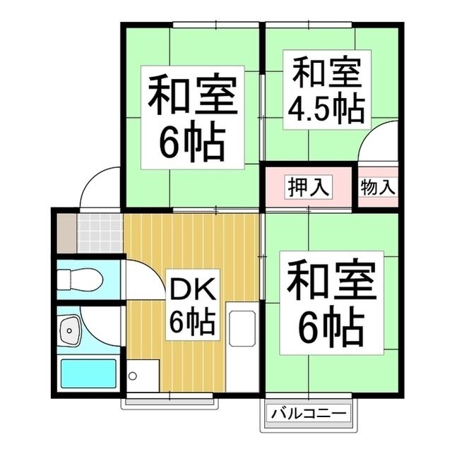 コーポラスカネ京(3DK/1階)の間取り写真