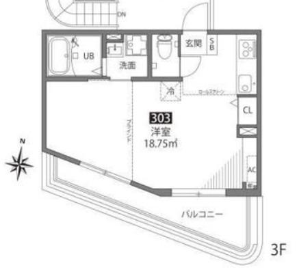 HANEGIR(1LDK/3階)の間取り写真