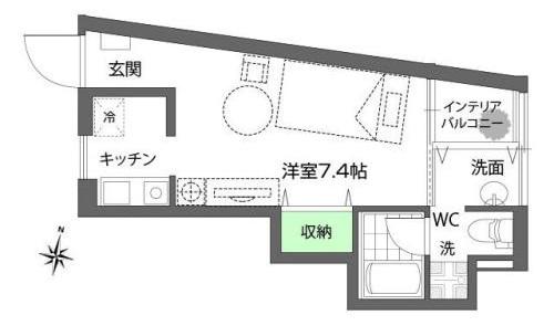 YS 自由が丘(ワンルーム/2階)の間取り写真
