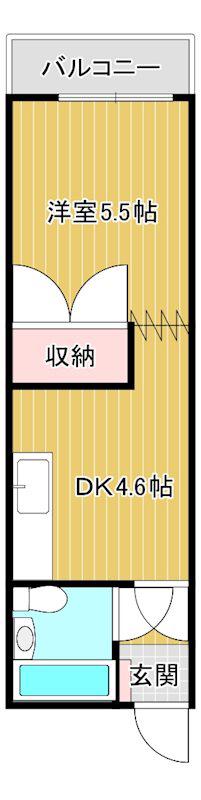松嶋コーポ(1DK/2階)の間取り写真
