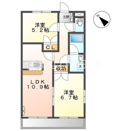 アプリコット宮上(2LDK/1階)の間取り写真