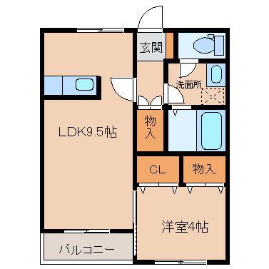 エクセルヒルズB棟(1LDK/2階)の間取り写真