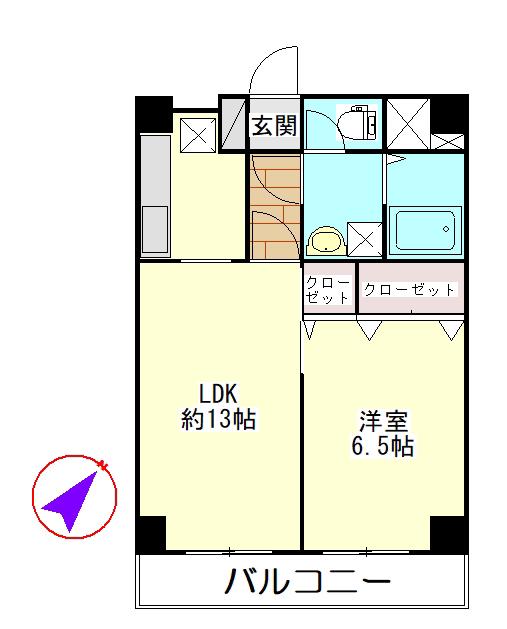 エターナル春日部(1LDK/8階)の間取り写真