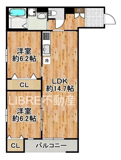 BJ.DA.VINCI(2LDK/1階)の間取り写真