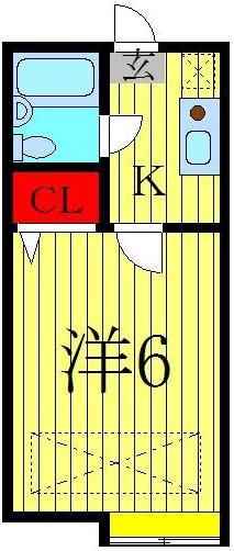 ヒルトップ五香(1K/2階)の間取り写真