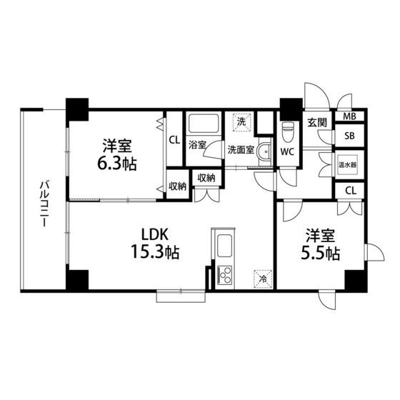 デュランティ長町(2LDK/7階)の間取り写真