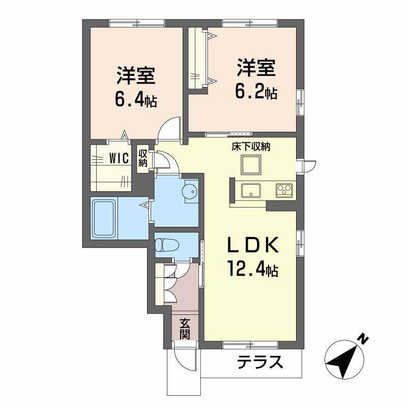 シャーメゾン翔(2LDK/1階)の間取り写真