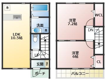 グラシア阿見C(2LDK/1階)の間取り写真