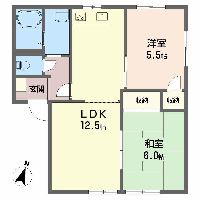 ガーデンハイツひがきB(2LDK/1階)の間取り写真