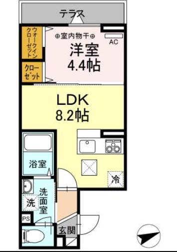 ルチェ・ソラーレ(1LDK/2階)の間取り写真