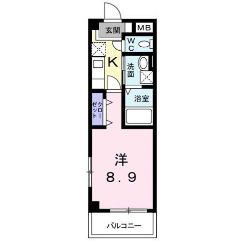 ボヌールS(1K/10階)の間取り写真