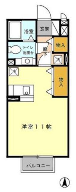 ジュネス(ワンルーム/2階)の間取り写真