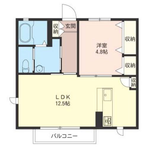 エスポアール錦ケ丘(1LDK/2階)の間取り写真