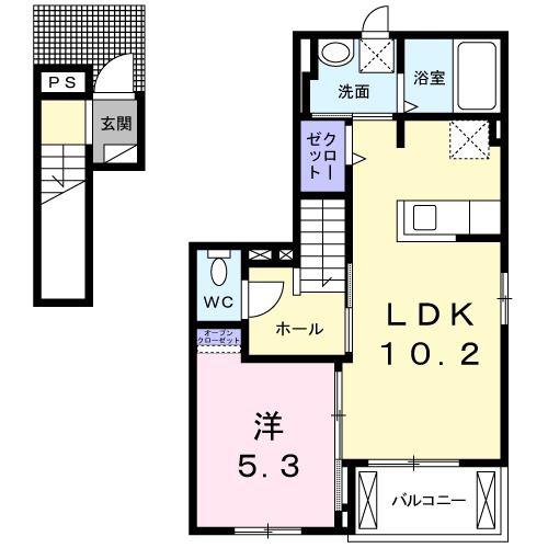 サングランデ(1LDK/2階)の間取り写真