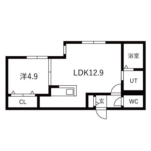北27西8MS(1LDK/2階)の間取り写真