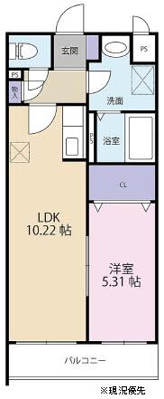 イオメールメティス(1LDK/5階)の間取り写真