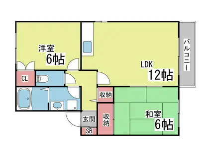 ソレーユ六甲(2LDK/1階)の間取り写真